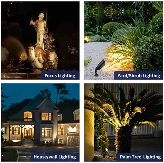 Black Brass Low Voltage Landscape Spotlights(8-Pack) Kit 12V LED with 150W Low Voltage Transformer & Mechanical Timer & 100FT Wire & 40Pack Connectors for Outdoor House Garden Patio