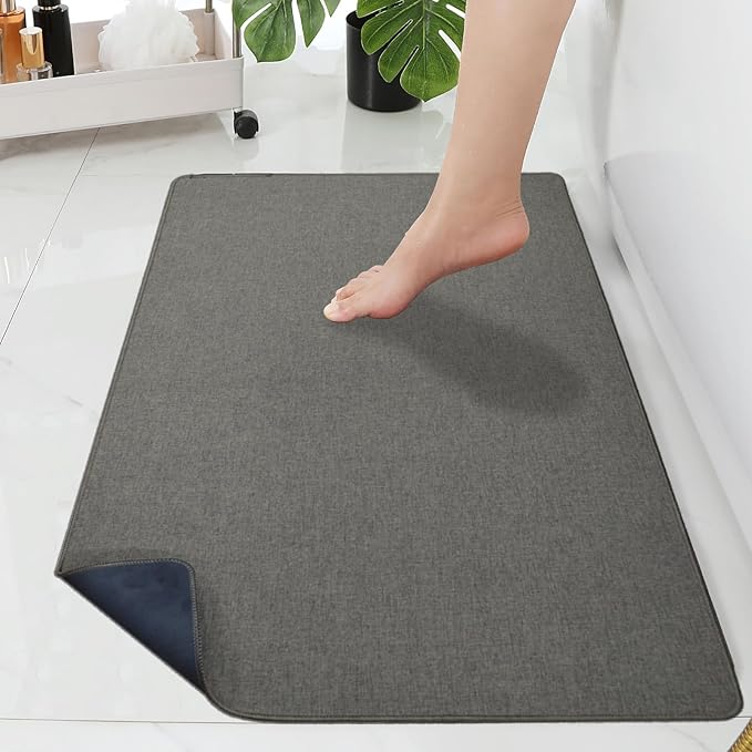 Yancorp 16"x26" Ultra Thin Bathroom Rugs,Low Profile Bath Mat Non Slip Fit Under Door Super Absorbent Shower Rug Washable Indoor Door Mat Small