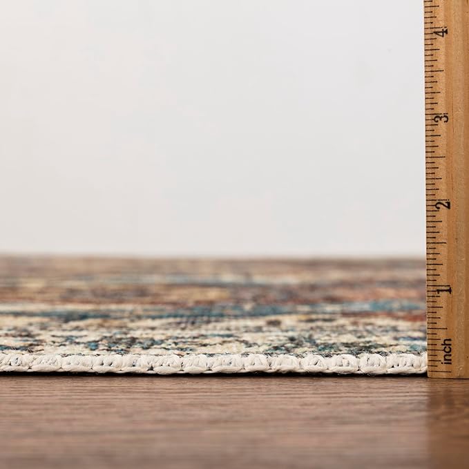 Keen Home Design 8x10 Rug - Machine Washable Area Rug with Non-Slip Backing, Ideal for Living Room, Dining Room, Bedroom - Vintage, Easy Clean, Durable, Low Pile Rug - (8' x 10')