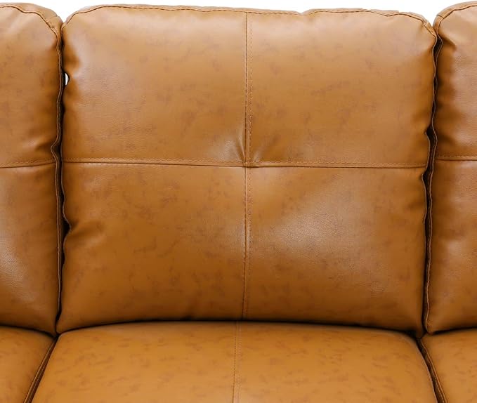 NicBex Sectional Couch 2 Pieces 66.5" L Sofa with Right Chaise Faux Leather L Shaped Cloud Couch for Living Room Furniture Sets with Cushion, Modular Sofa for Living Room & Small Apartment, Ginger