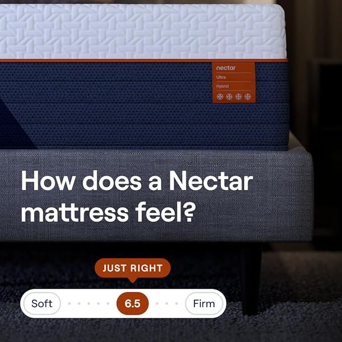 Nectar Ultra Full Adjustable Base & 15” Hybrid Mattress - Head & Foot Incline - Innerspring Coils - Medium Firm Memory Foam - Cooling Upgrade - 3 Massage Settings - 365-Night Mattress Trial