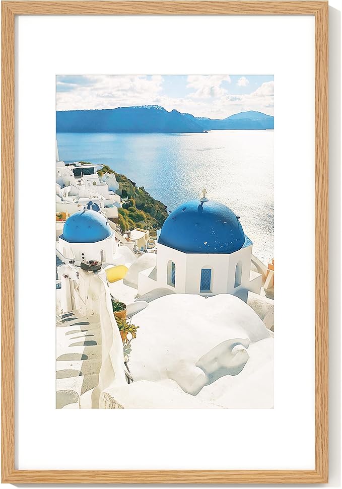 Axeman 16x24 Frame With Mat for 12x18, Solid Oak Wood 16x24 Poster Frame With Tempered Glass, 16 x 24 Picture Frame for Wall, 16 by 24 Wood Frame for Home Decor, Hanging Hardware included, Natural