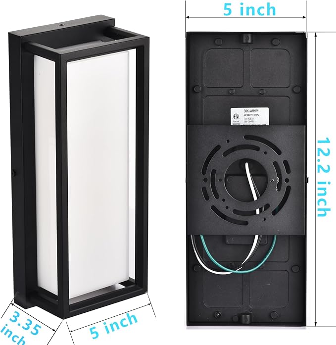 Dimmable LED Outdoor Wall Sconce, Modern Porch Lights 2700K 3000K 3500K 4000K 5000K 5 Colors Changeable,1400 Lumens Exterior Up Down Outdoor Wall Lights for House,Garage Door 2 Pack