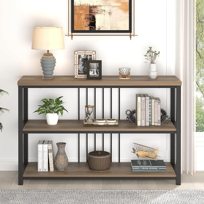 FOLUBAN Sofa Console Table, Modern Entryway/Hallway Table for Living Room, Oak