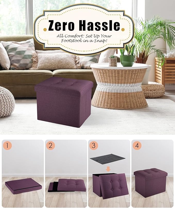 Ottoman Storage Ottoman Foot Rest Stool Foldable Bench with Storage Student Dormitory Bedroom and Entryway 17 X 13 X 13