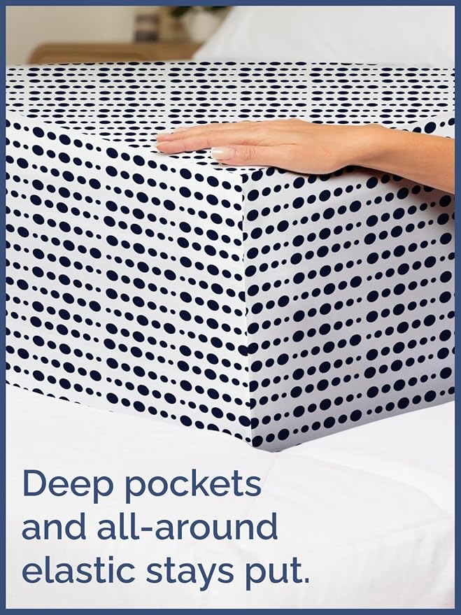 Kids Blue Dots Full 4 Piece Sheet Set - Boys, Girls, Teens, Toddler - Easy Fit Deep Pockets - Breathable, Hotel Quality Bedding Sheets - Machine Washable - Wrinkle Free - Cute, Cozy, Soft - CGK Linens