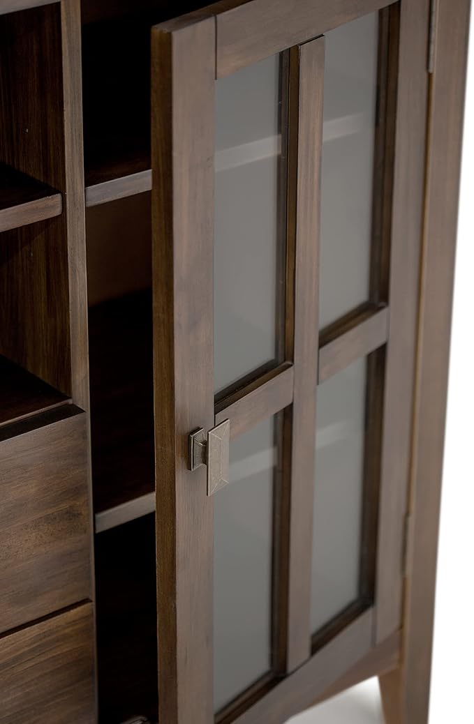 SIMPLIHOME Artisan SOLID WOOD 53 Inch Wide Transitional TV Media Stand in Natural Aged Brown for TVs up to 60 Inches, For the Living Room and Entertainment Center