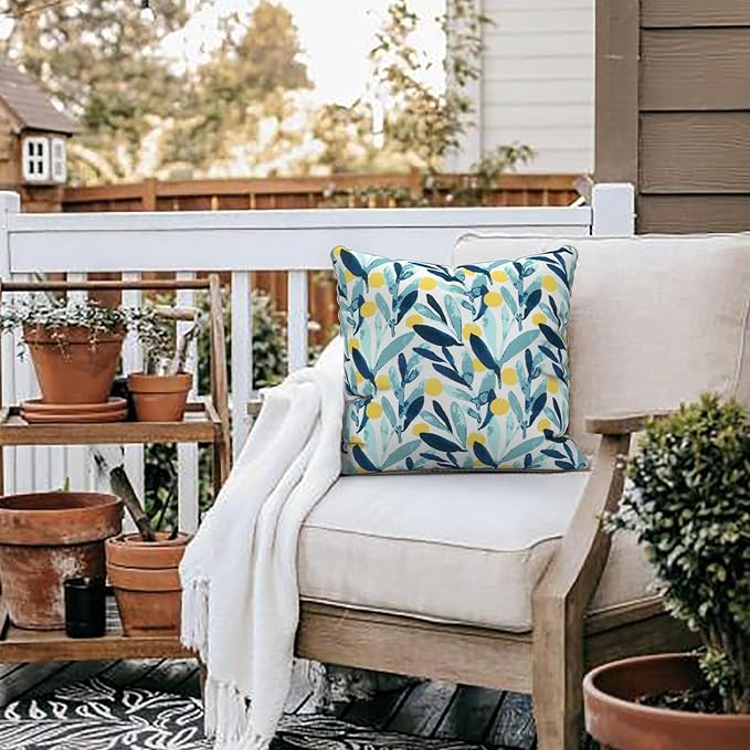 LVTXIII Set of 2 Patio Throw Pillows Waterproof 20"x20" Fade Resistant Outdoor Throw Pillows with Inserts, Fluffy Decorative Garden Toss Pillow Cushions for Home Patio Coach Sofa Use, Leaves Multi
