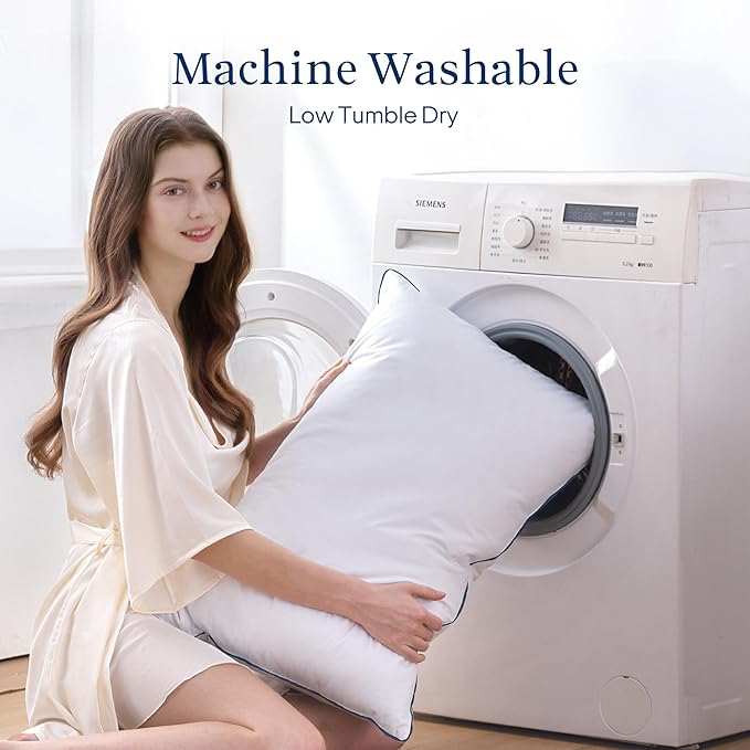 puredown® Goose Feathers and Polyester Fiber Pillows - Made in USA Bed Pillow, 100% Cotton Cover, Pillow Standard Size Set of 2 for Sleeping, 20x26 Inches