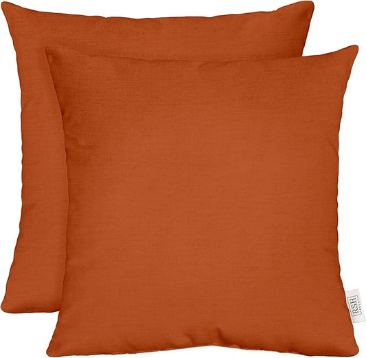 RSH DECOR: Sunbrella Square Throw Pillows Set of 2 | 24" x 24" | Water and Fade-Resistant Performance Fabric | Outdoor Pillow Covers with Down-Alternative Inserts | Canvas Rust