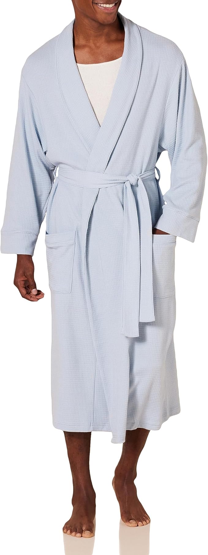Amazon Essentials Men's Lightweight Waffle Bathrobe (Available in Big & Tall)