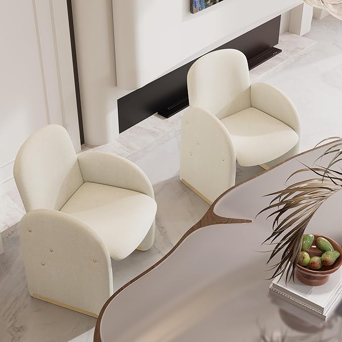 YOUTASTE Oversized Accent Chair for Living Room Bedroom Office, Upholstered Mohair Armchair with Wood Frame and Gold Metal Legs, Mid-Century Modern Lounge Chair, Beige