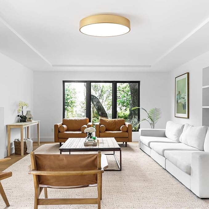 18" Modern Flush Mount Ceiling Light, 4-Lights Round Gold Ceiling Light Fixtures, Minimalistic Ceiling Lamp Acrylic Shade Lighting Fixture for Bedroom Living Room Laundry Room Foyer Hallway