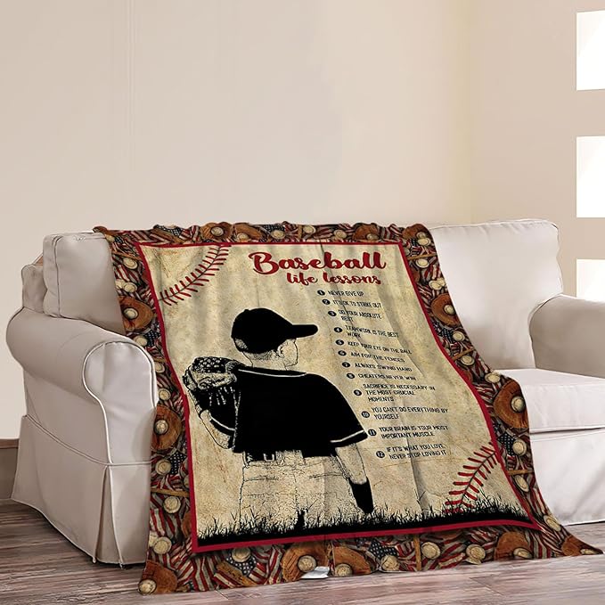 Baseball Decor Gifts: Cozy Fleece Flannel Blanket, Soft Warm Plush, Lightweight, 60"X80" for Boys Teens Kids, Couch Sofa Bed