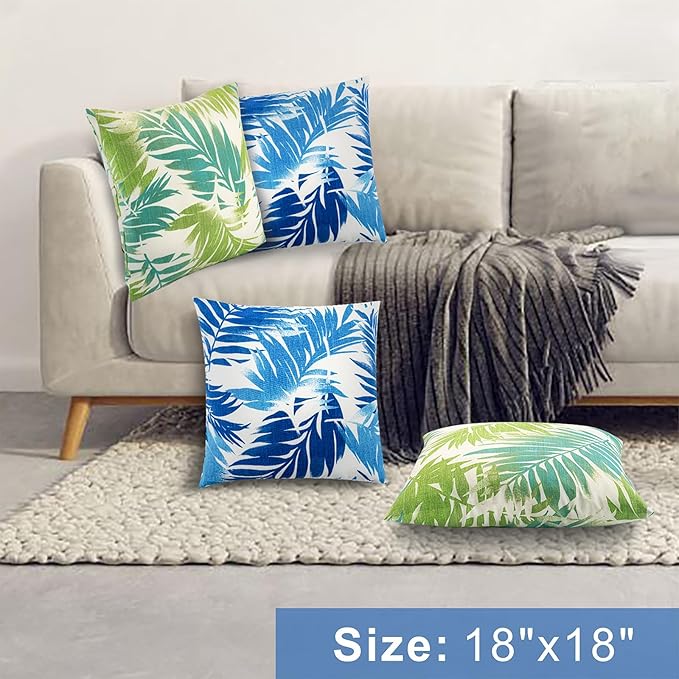 JMGBird 18×18 Inch Outdoor Lumbar Pillows Pack of 2 Colors Waterproof Throw Pillows with Insert Rectangular Decorative Garden Cushion for Home Furniture Patio Coach Sofa