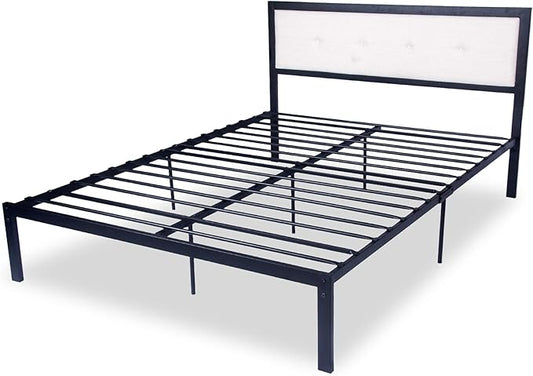 Metal Bed Frame Queen Size Platform with Head Board Mattress Foundation Heavy Duty Metal Slats for Bedroom Students Kids for Hotel Motel Storage Under Bed 500lbs (Black Metal, Queen)