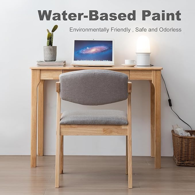 Solid Wood Desk, Gaming Study Home Office Desks for Work, Student PC Desk for Bedroom, Small Computer Desk for Small Spaces, Easy to Assemble (Wood Color, 39inch)