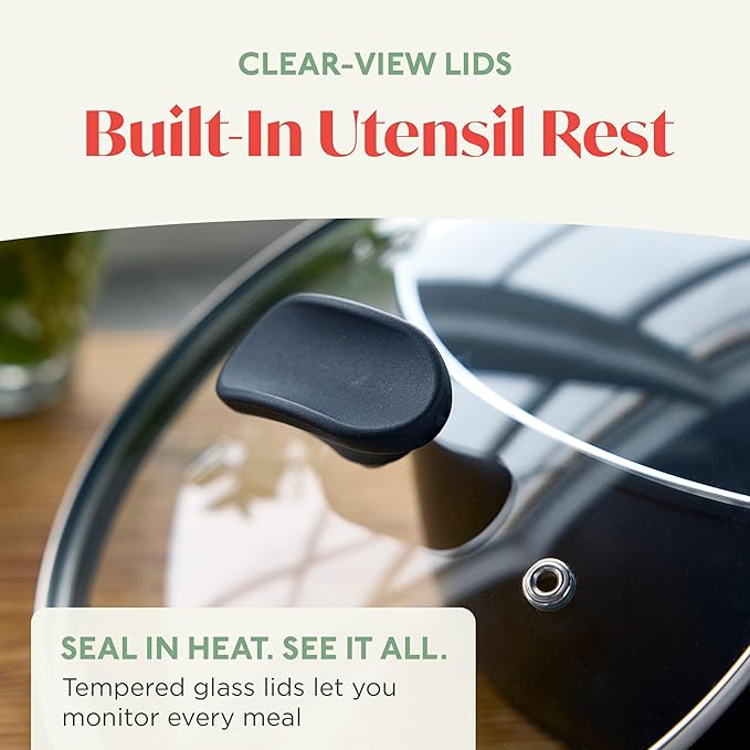 Rigoletto 10 Piece Cookware Pots & Pans Set, Made in Italy, Vesuvio Layered Ceramic PFAS-Free Surface, Induction, Dishwasher & Metal Utensil Safe, Granite Finish, Stay-Cool Handle, Black