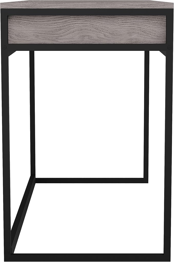 Martha Stewart Ollie Home Office Desk with 3 Drawers in Gray Wood Grain with Oil Rubbed Bronze Hardware