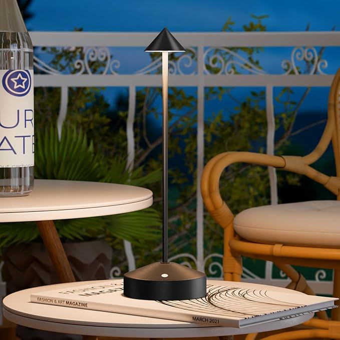 Rechargeable Table Lamp for Bedroom, 3-Level Dimmable Beside Touch Lamps Portable Battery-Operated Desk Light for Nightstand, Living Room, Dining, Office, Outdoor