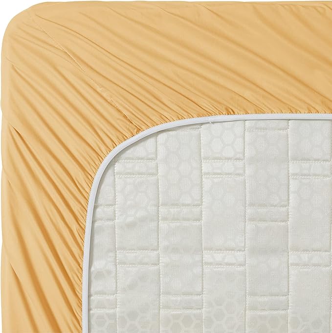 Clara Clark Bed Sheets, Premier 1800 Series 4 Piece Bed Sheet Set, Deep Pocket, Wrinkle, Fade, Stain Resistant, Luxury Soft Bedding Sheets & Pillowcases, Twin-XL, Camel Gold