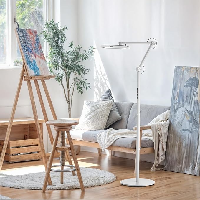 Honeywell LED Floor Lamp Mordern - 05D01 Sunturalux™ Dimmable Floor Lamp for Living Room Standing Lamp, Eye-Caring Standing Light for Home Office Bedroom White