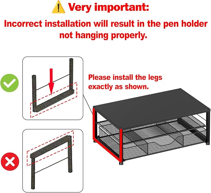 Desk Organizers and Accessories, 2-Tier Computer Monitor Stand Riser with Drawer and 2 Pen Holders, Laptop Stand, Office Desk Accessories for Office Supplies, Blue