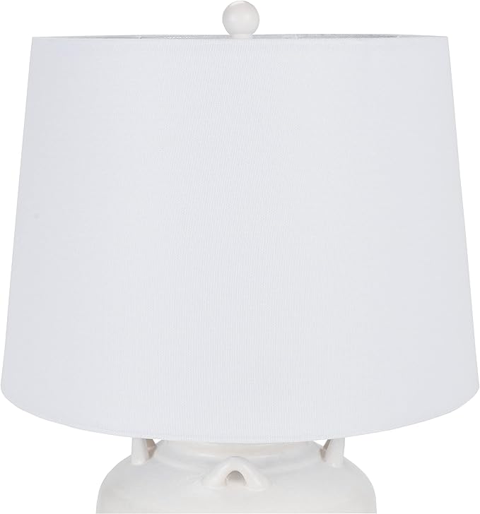 Nourison Home 24" White Farmhouse Ceramic Pottery Jug Table Lamp for Bedside Table, Living Room, Office, Entryway