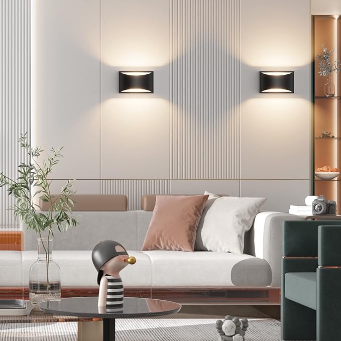 Aipsun Black Modern LED Wall Sconce Indoor Wall Lights 1 Pack Hardwired Up and Down Wall Mount Light for Living Room Bedroom Hallway Corridor Conservatory Warm White 3000K(with G9 Bulbs)