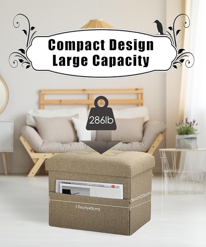Ottoman Storage Ottoman Foot Rest Stool Foldable Bench with Storage Student Dormitory Bedroom and Entryway Storage 17 X 13 X 13