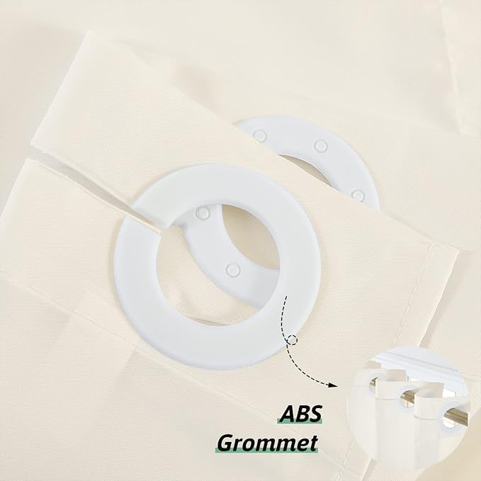 Furlinic Beige No Hook Small Stall Shower Curtain 48x78 Inch,Half Narrow Size Polyester Fabric Bathroom Curtains with 6 Plastic Split Grommets,Hotel Quality Waterproof Washable Bath Curtain