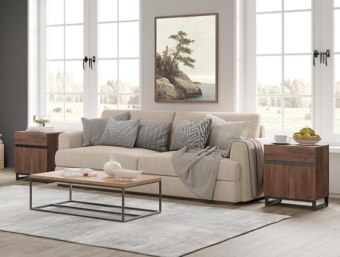 WAMPAT TV Stand and End Table Set of 3, Living Room Table Sets, 35 Inch TV Stand and 2 End Table Set with Drawers for Living Room, Entertainment Center, Console TV Table,Brown