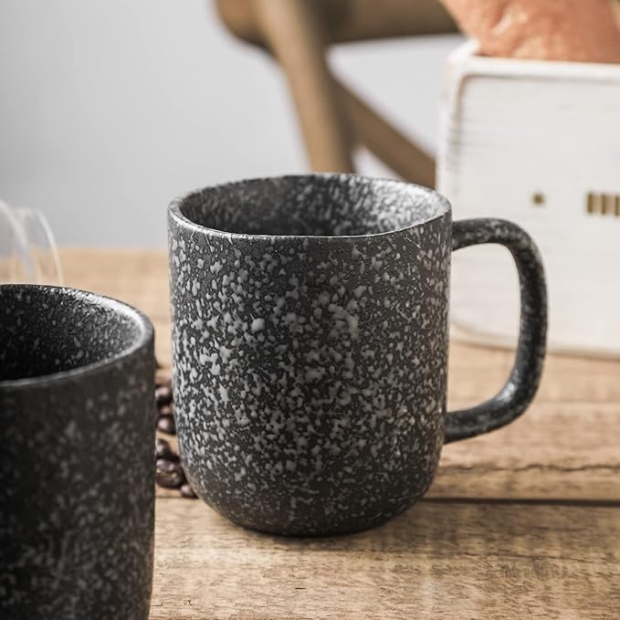 Stone Lain Stoneware Dish Set, 4 Mugs, Tom - Black and White