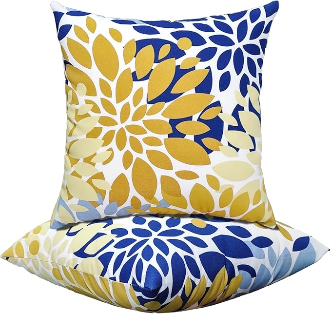 Outdoor Throw Pillows - Decorative Pillows with Insert Included Set of 2 Outdoor Pillows for Patio Furniture 18x18 Inch