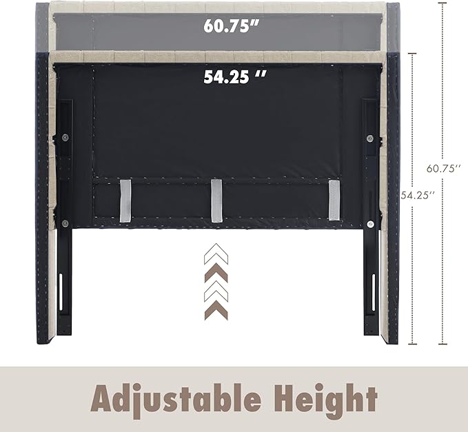 Madison Park Amelia Upholstered Headboard | Nail Head Trim Wingback Button Tufted | Queen, Cream