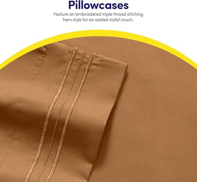 1500 Supreme Collection Queen Sheet Sets Mocha Brown - Luxury Hotel Bed Sheets and Pillowcase Set for Queen Mattress - Extra Soft, Elastic Corner Straps, Deep Pocket Sheets, Queen Mocha Brown