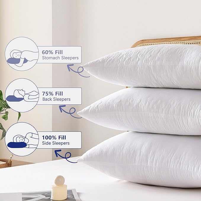 Shatex Firm Pillow, Stiff Standard Bed Pillow 26 x 20inch, Adjustable for Neck Pain Relief，Back Pillow Provide Strong Support for Stomach & Side Sleepers