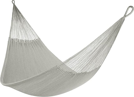 Handwoven Hammock by Yellow Leaf Hammocks - Double Size, Fits 1-2 PPL, 400lb max - Weathersafe, Super Strong, Easy to Hang, Ultra Soft, Artisan Made - Color: Grey
