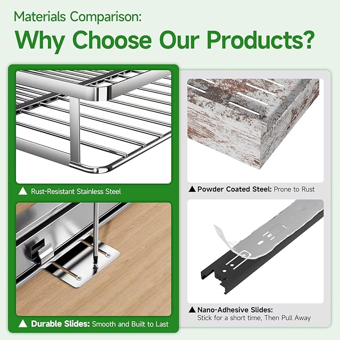 Expandable Pull Out Drawers for Cabinets, Kitchen Cabinet Slide Out Shelves, Adjustable Roll Out Drawers, Small 1 Pack