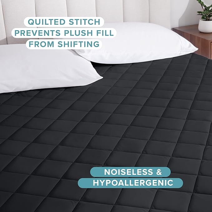 Bare Home Twin Extra Long Quilted Fitted Mattress Pad - Cooling Mattress Cover - Easily Washable - Elastic Fitted Cover for Mattress - Stretch-to-Fit up to 15 Inches Deep (Twin XL, Black)