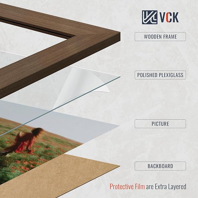 VCK 22x28 Brown Poster Frames 3 Pack, High-End Wood Wide Border Picture Frame,Multi-Directional Display Family Photos, Office Prints, Studio/Gallery/Home Artwork