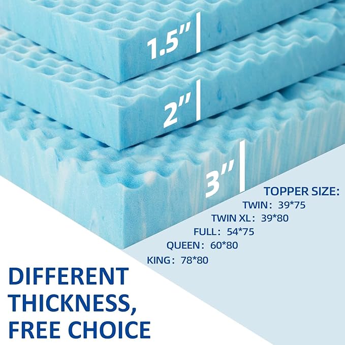 SINWEEK Mattress Topper Memory Foam Mattress Topper 1.5 Inch Queen Soft Mattress Pad for Pressure Relief, 5-Zone Design, CertiPUR-US Certified