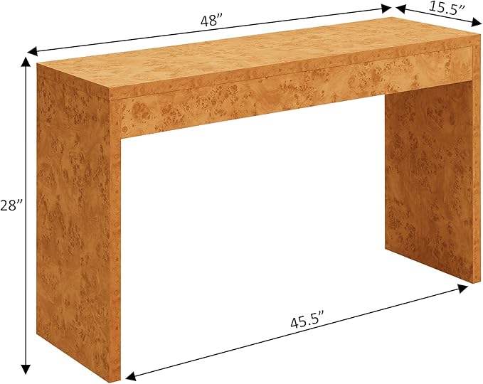 Convenience Concepts Northfield Hall Console Table 48" - Modern, Minimalist Narrow Sofa Display Accent for Contemporary Living Room, Entryway, or Hallway, Light Burl