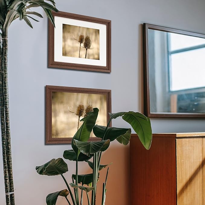 GraduationMall 11x14 Wooden Picture Frames,Display Photos 8x10 with Mat or 11x14 Without Mat,UV Protection Acrylic,Wall or Tabletop Display,Rustic Brown Set of 2