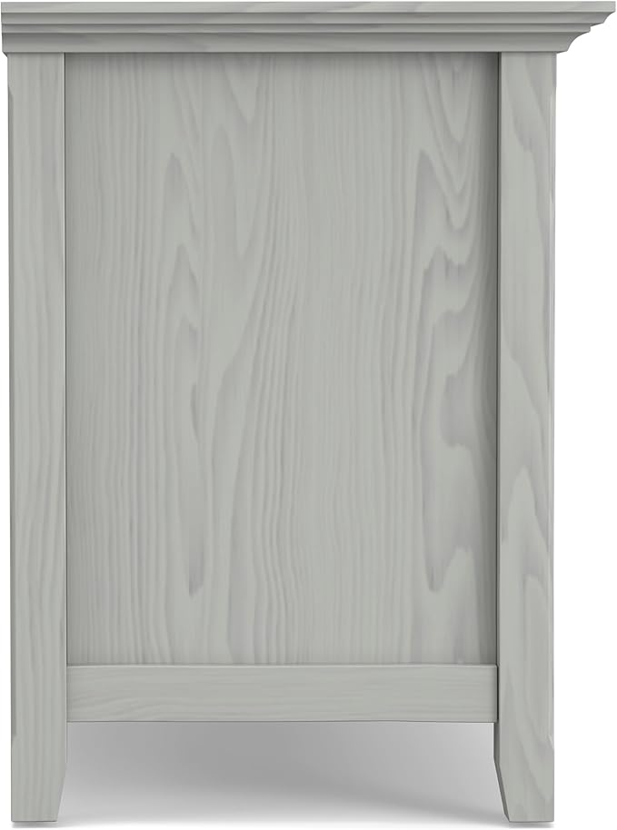 SIMPLIHOME Amherst 72-inch Wide Solid Wood TV Stand in Fog Grey, Transitional-Style Media Console for Living Room with Cable Management and Adjustable Shelves, Fits 80" TVs