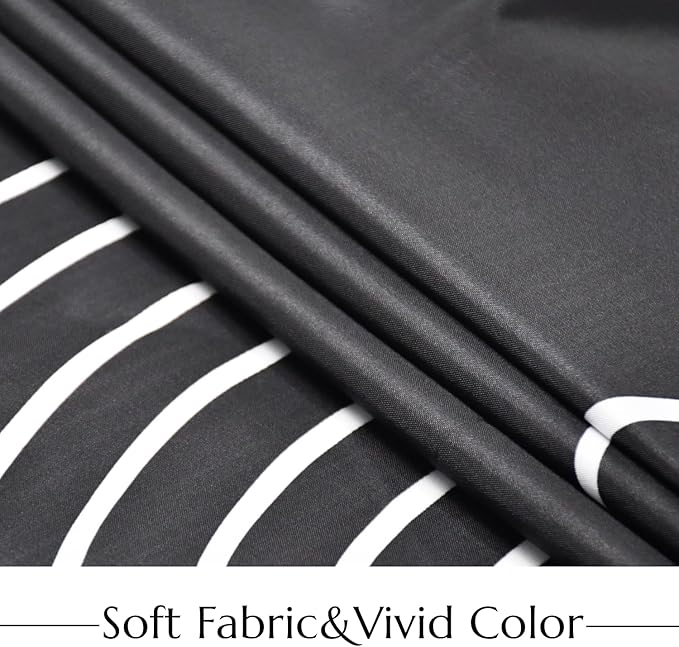 No Hook Shower Curtain with Snap in Liner, Black and White Mid Century Modern Arch Heavy Duty See Through Window Waterproof Machine Washable Bathroom Curtain 71" W x 74" L (Pack of 1)