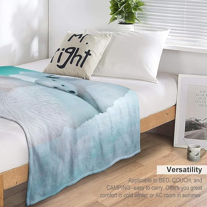 Polar Bear Blanket Polar Bear Gifts for Girls Women Polar Bear Throw Blanket for Kids Adults Soft Warm Cozy Fleece Blanket for Couch Sofa Bed 50"x60"