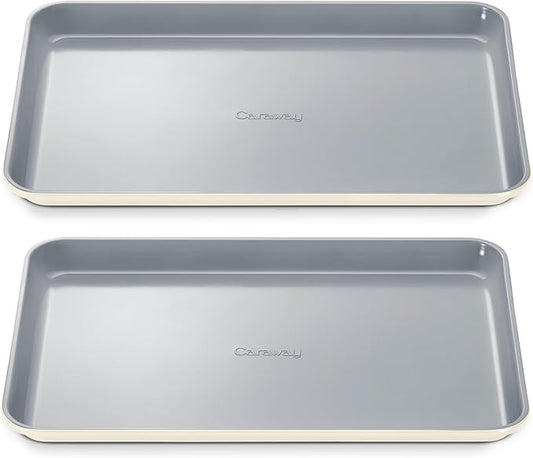 Caraway Non-Stick Ceramic Medium Baking Sheet - Naturally Slick Ceramic Coating - Non-Toxic, PTFE & PFOA Free - Perfect for Baking, Roasting, and More - Medium (15" x 10") - Cream
