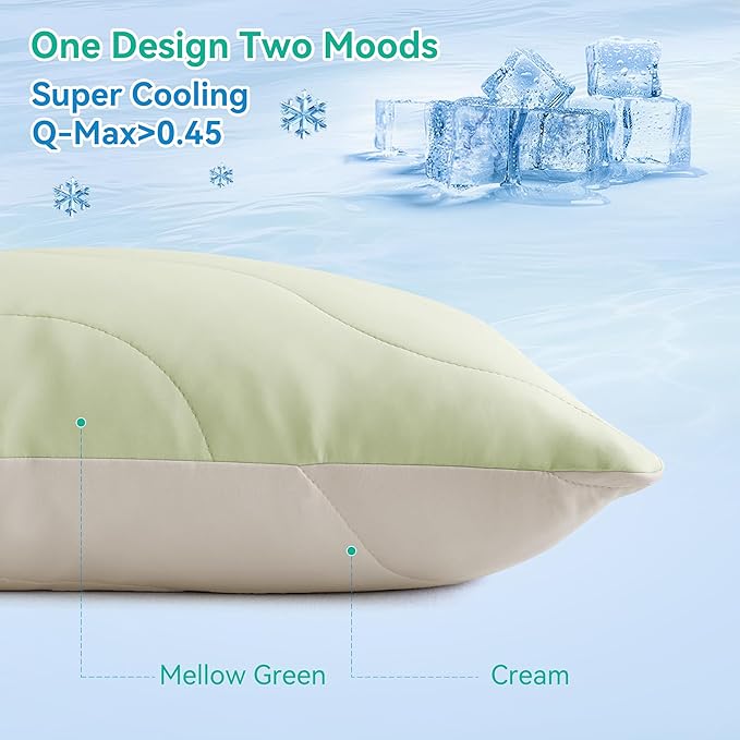 Three Geese Cooling Goose Feather Down Pillows Queen Size for Sleeping, Q-Max>0.45, Cool Hotel Quality Bed Pillows for Hot Side Stomach Back Sleepers, Washable Removable Cover, 20" x 30”