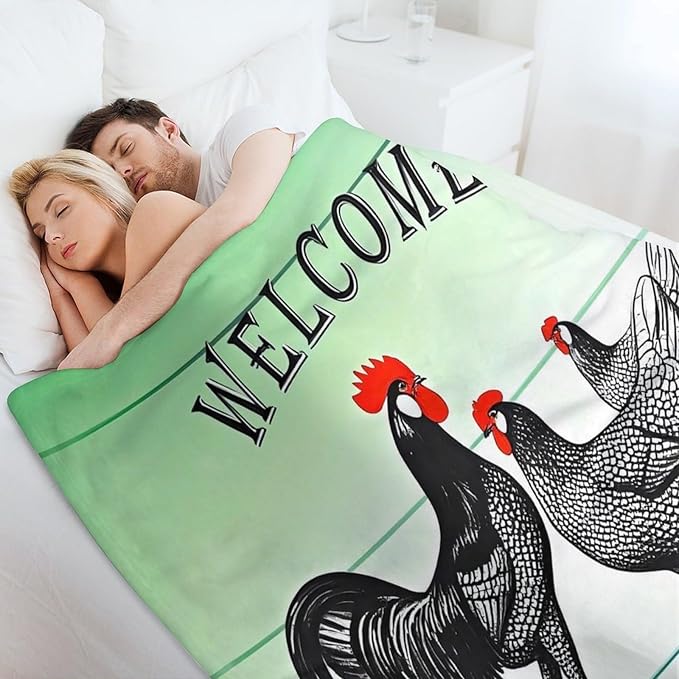 Welcome to Our Coop Chicken Funny Blanket Warm Soft Gifts for Family Friends Brother Sister 150x200cm(60x80in)